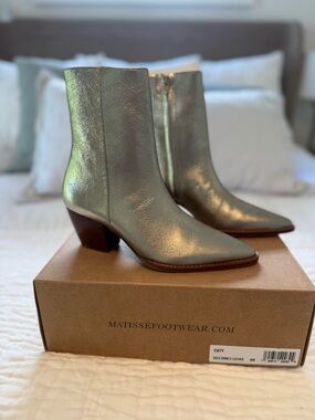 Matisse Metallic Gold Pointed Toe Ankle Boots